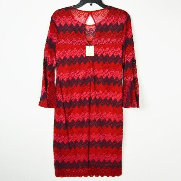 NWT TRINA TRINA TURK Lovey Bell Sleeves Chevron Print Party Mini Dress - Picture 7 of 8